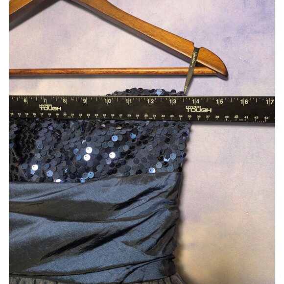 Navy Blue Sequin Strapless Tulle Party Dress Size 3 Prom Homecoming Speechless - Picture 5 of 11